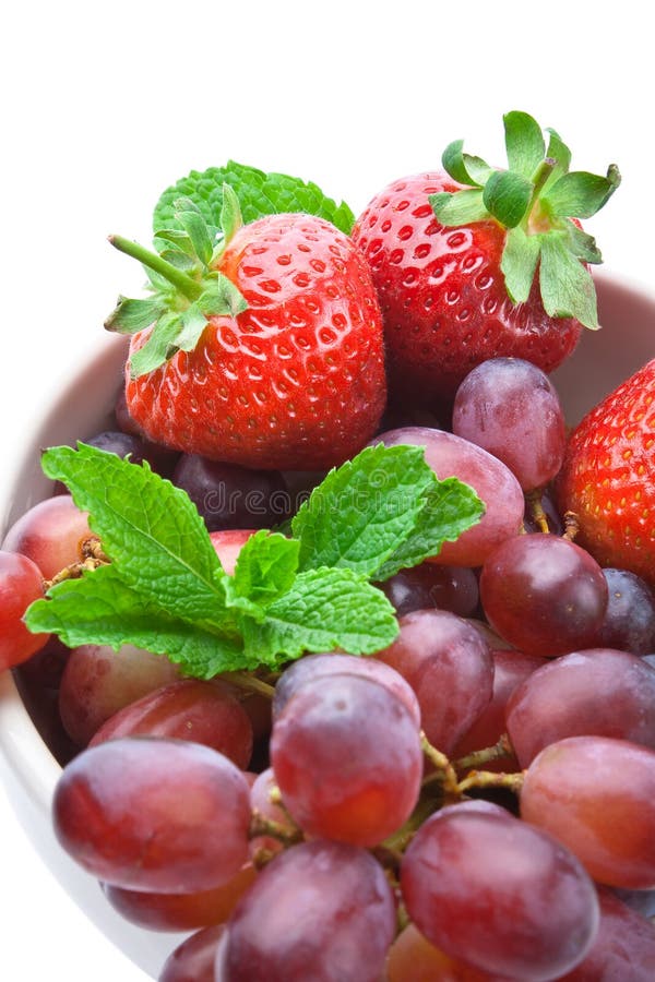 Strawberry, Grapes and Mint Stock Image Image of leaf, nature 14996753