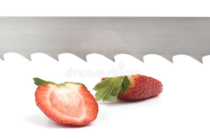 Strawberry halves and saw-blade