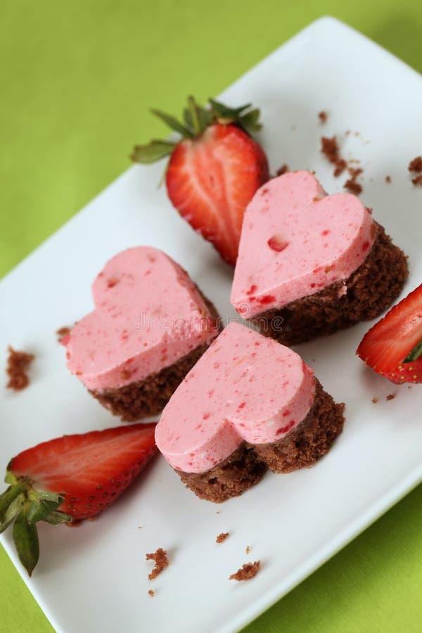 Strawberry heart cakes stock photo. Image of colorful 17333152
