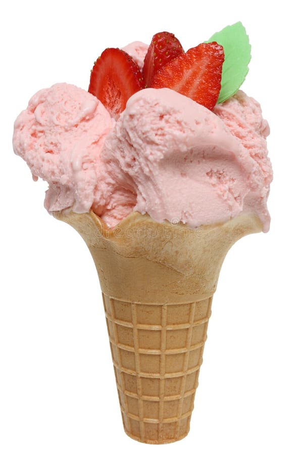 Strawberry ice cream cone