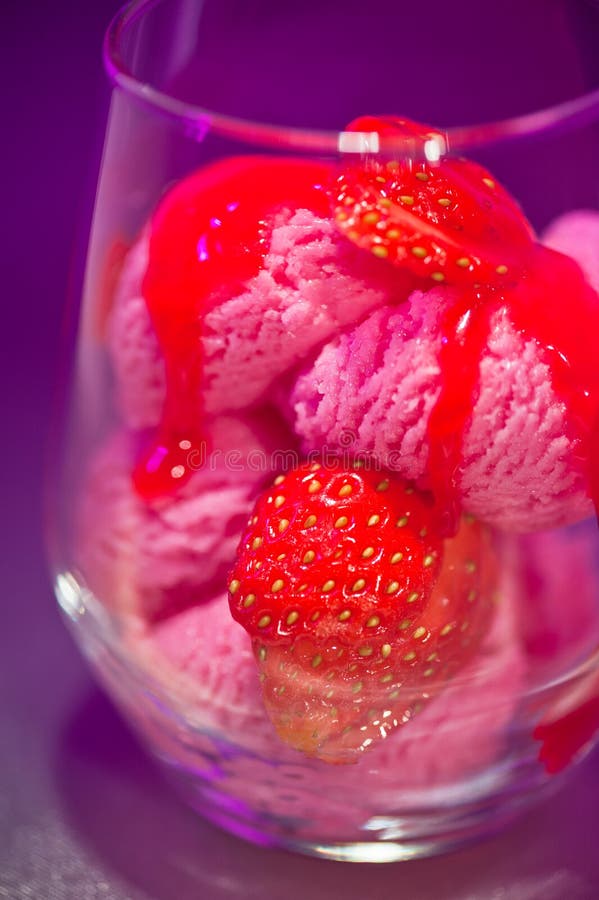Strawberry ice cream cup stock photo. Image of blue, gourmet 40633958