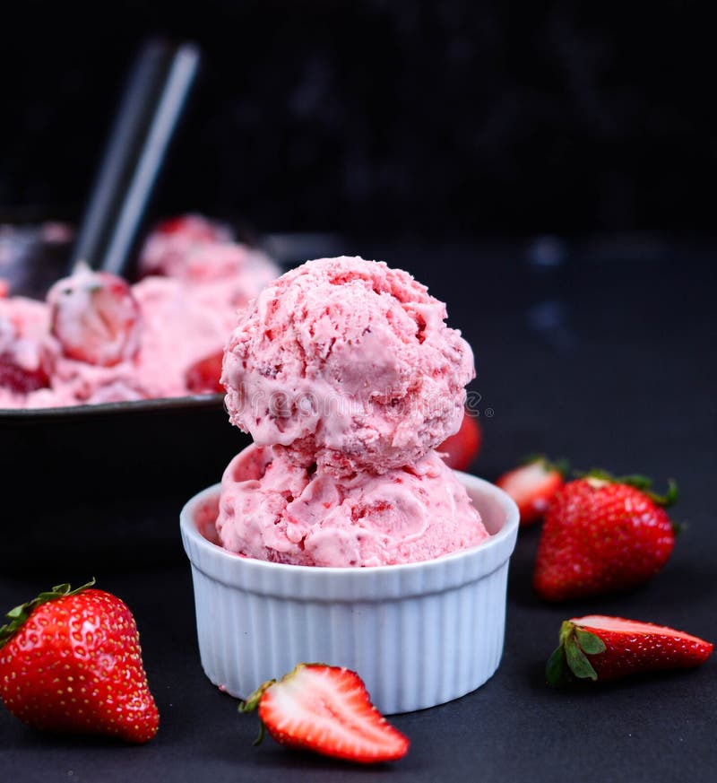 Strawberry ice cream stock photo. Image of desert, life 84629430