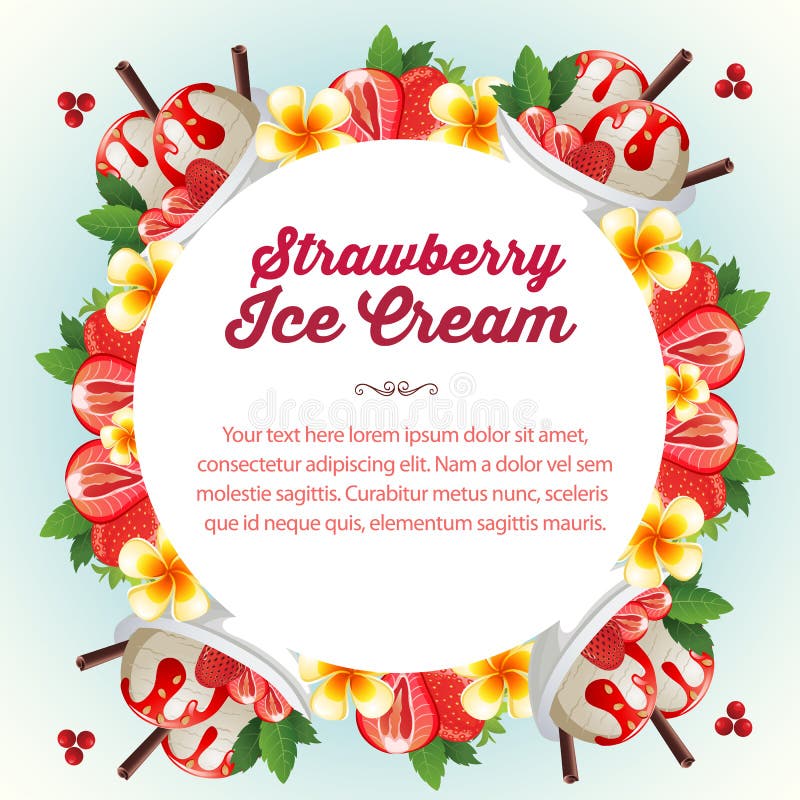 Strawberry ice cream label stock vector. Illustration of summer 88631208