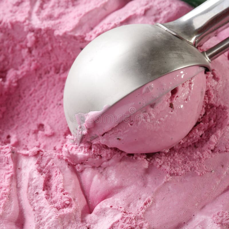 Strawberry ice cream scoop stock image. Image of seasonal 12050475