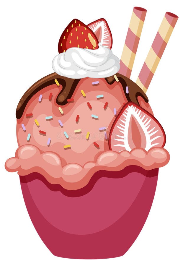 Strawberry Ice Cream Sundae Clip Art Stock Illustrations 258