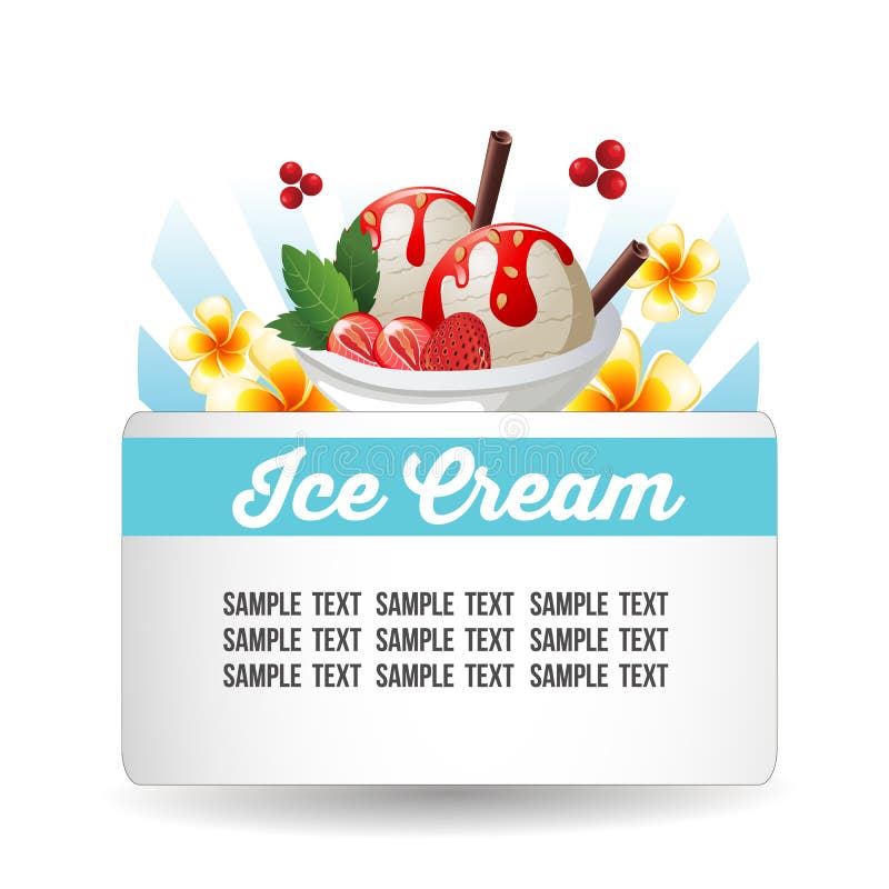Strawberry ice cream label stock vector. Illustration of summer 88631208