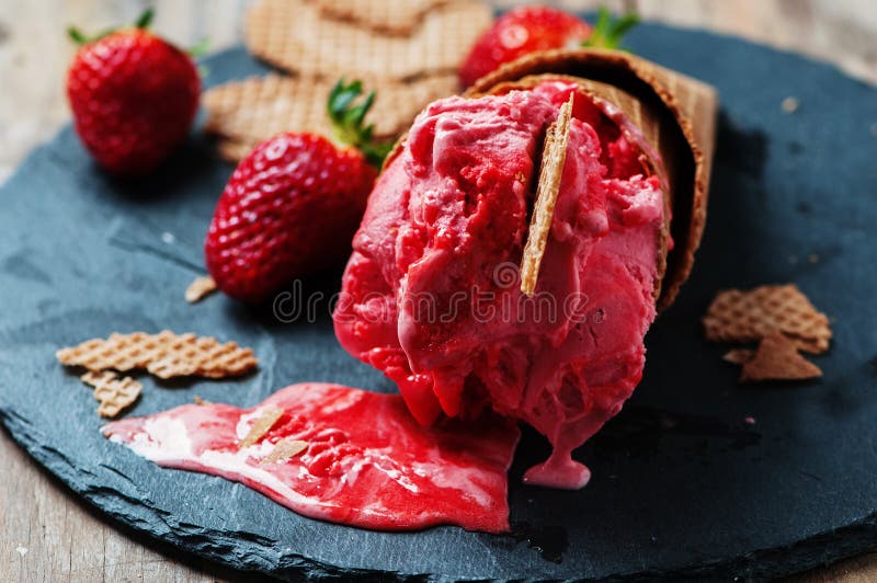 Strawberry icecream stock image