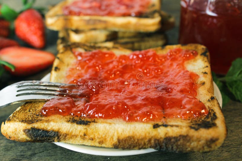 Strawberry Jam on Bread with Fresh Strawberry Stock Photo Image of delicious, ingredient 86139842