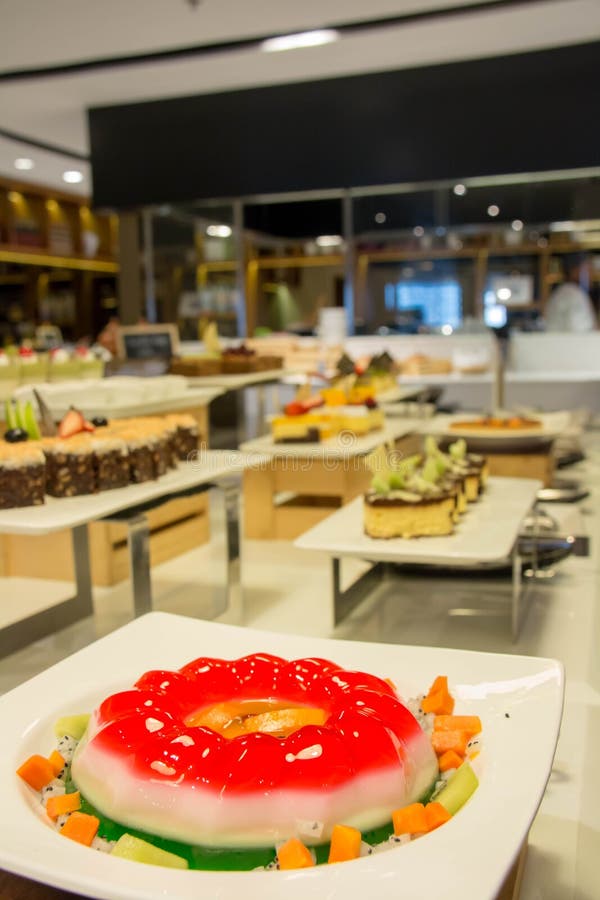 Strawberry Jelly with Fruit Dessert in Restaurant Stock Photo Image of gelatin, delicious