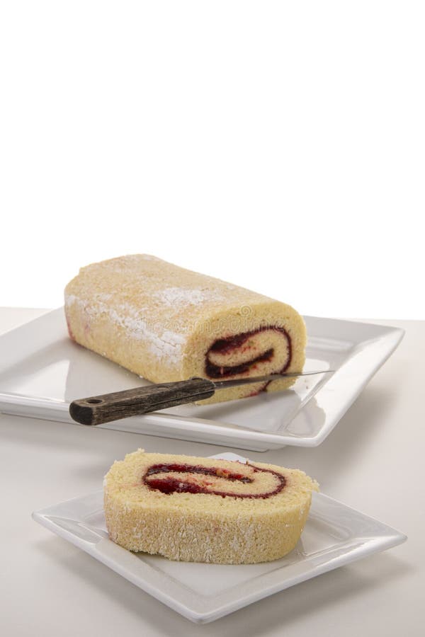 Strawberry jelly roll,cake stock image. Image of frosting - 192392689