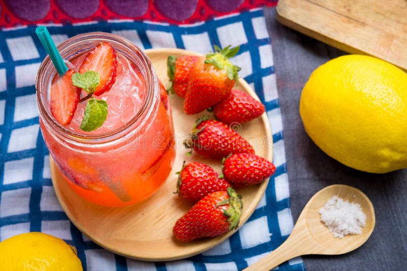 Strawberry Juice and Lemon Soda Juice Mixed with Soda. Add Flavor