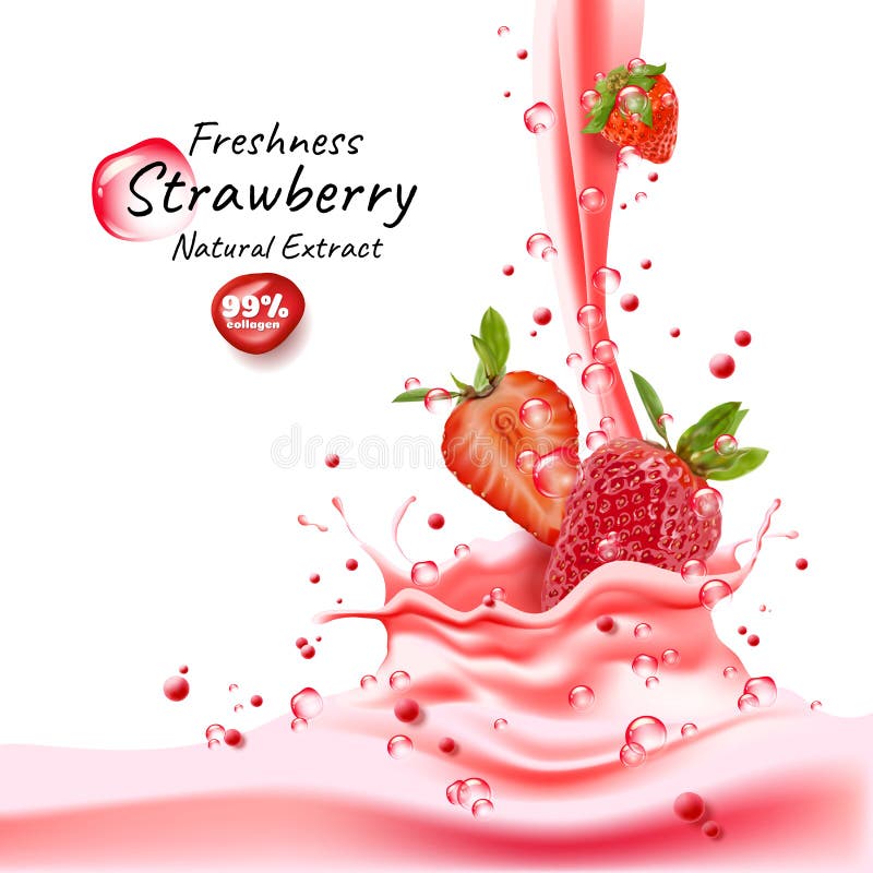 Premium Vector  Strawberry juice cocktail smoothie or yogurt in