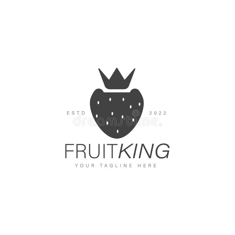 Strawberry King Logo Design Illustration Icon Stock Vector