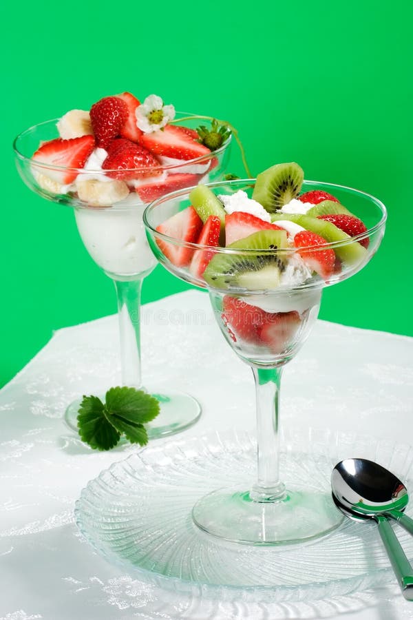 Strawberry and Kiwi Dessert in Glass Stock Photo Image of health