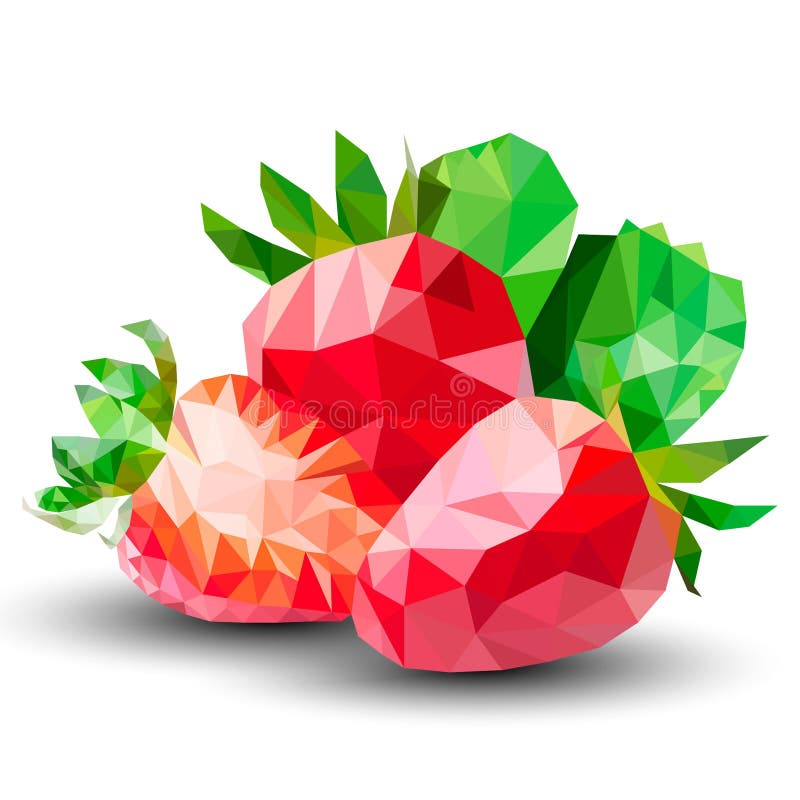 Strawberry low poly stock illustration. Illustration of leaf - 105819939