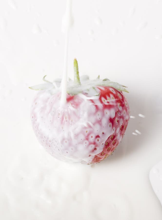 Strawberry with milk stock photo
