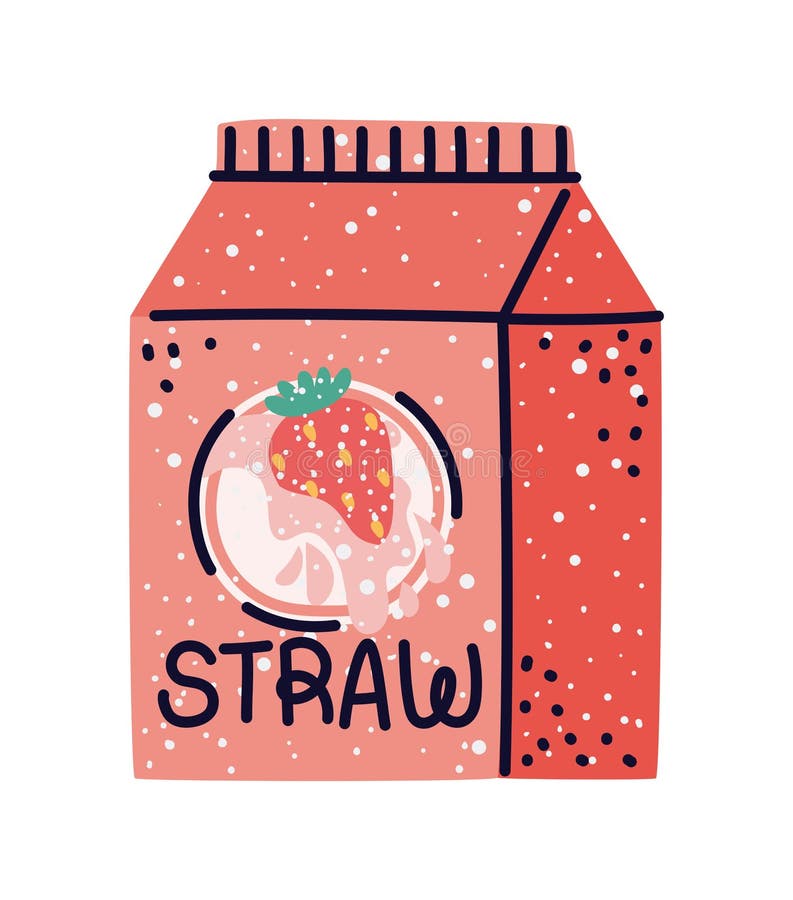 Strawberry milk carton stock vector. Illustration of container 232605406