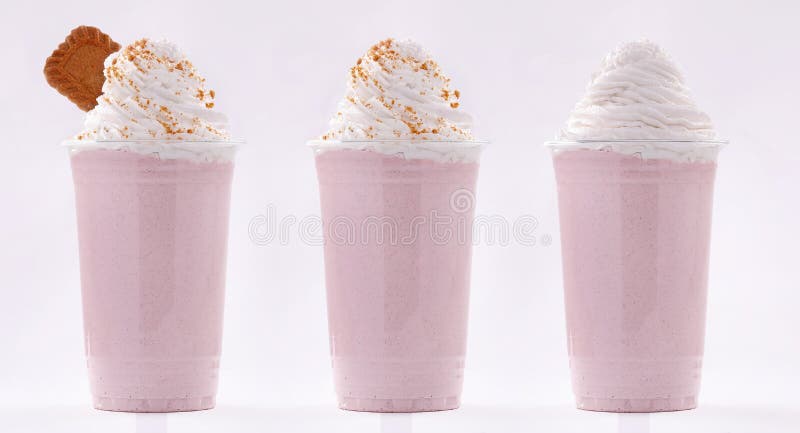 Plastic cup of milkshake with strawberries isolated on white Stock Photo by  ©belchonock 76818941