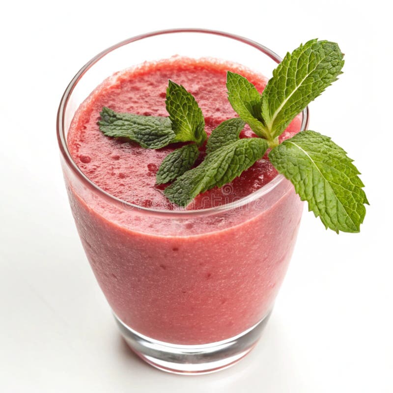 Strawberry mint juice on white background stock illustration