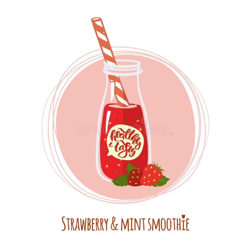 Strawberry & mint smoothie royalty free illustration