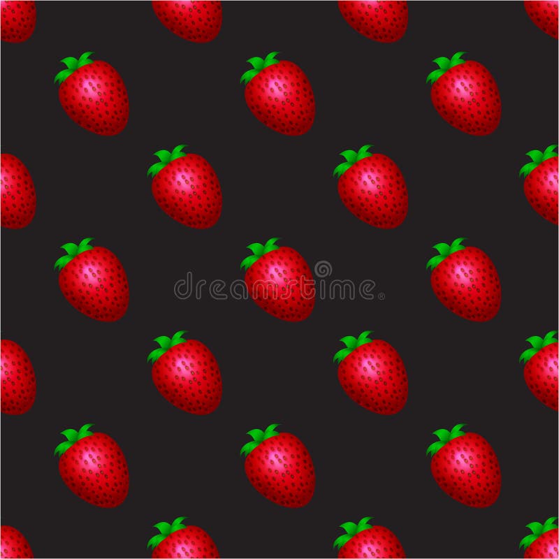 Strawberry pattern on a black background. royalty free illustration