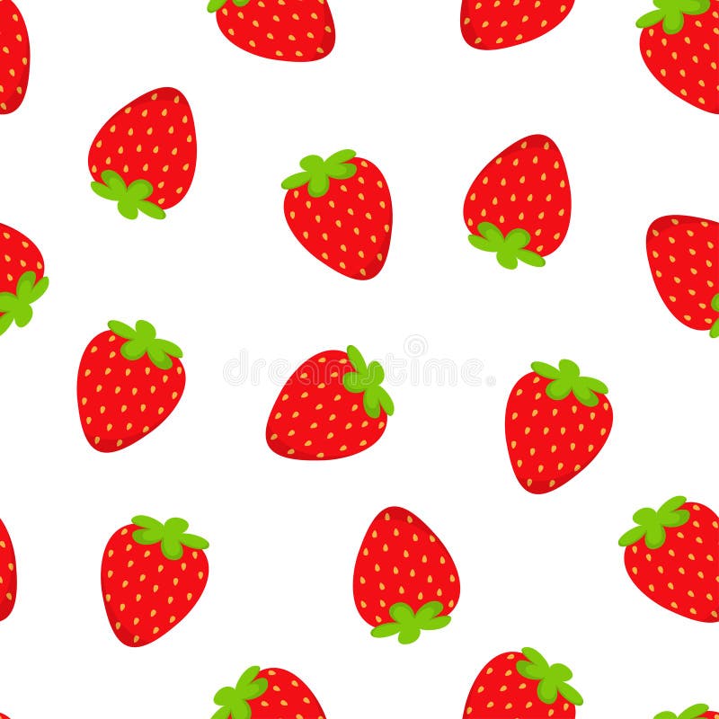 Strawberry pattern isolated on white, vector illustration