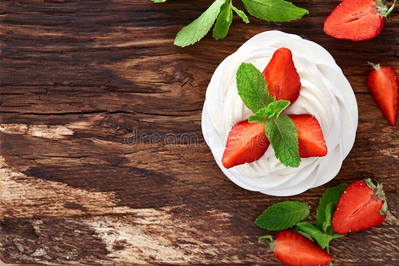 Strawberry Pavlova dessert