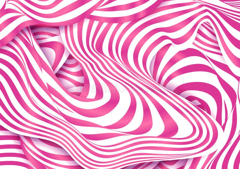 Strawberry pink and white cream colors stripes tasty modern abstract vector wavy background