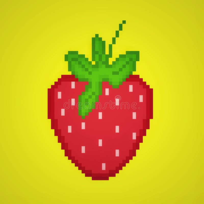 Pixel Art 8 Bit Video Game Fruit Icon Set Stock Vector