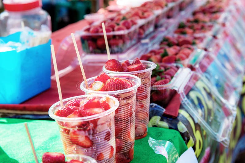 Strawberry in plastic cup stock photo. Image of canned 146263672
