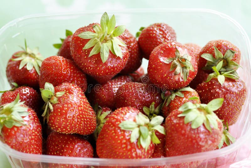 Strawberry in Plastic Package on the Table.selective Focus Stock Photo ...