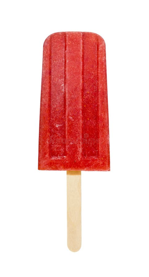 Strawberry Puree Popsicle on White Background