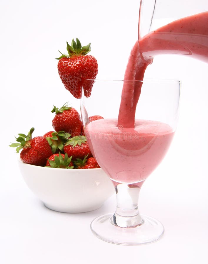 Strawberry shake being poured