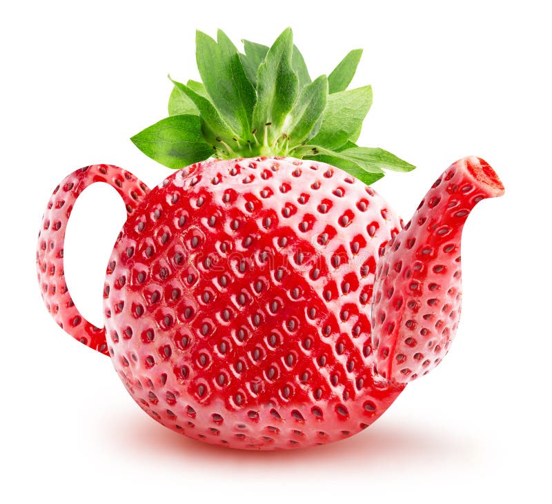 Strawberry shape teapot isolated on a white background