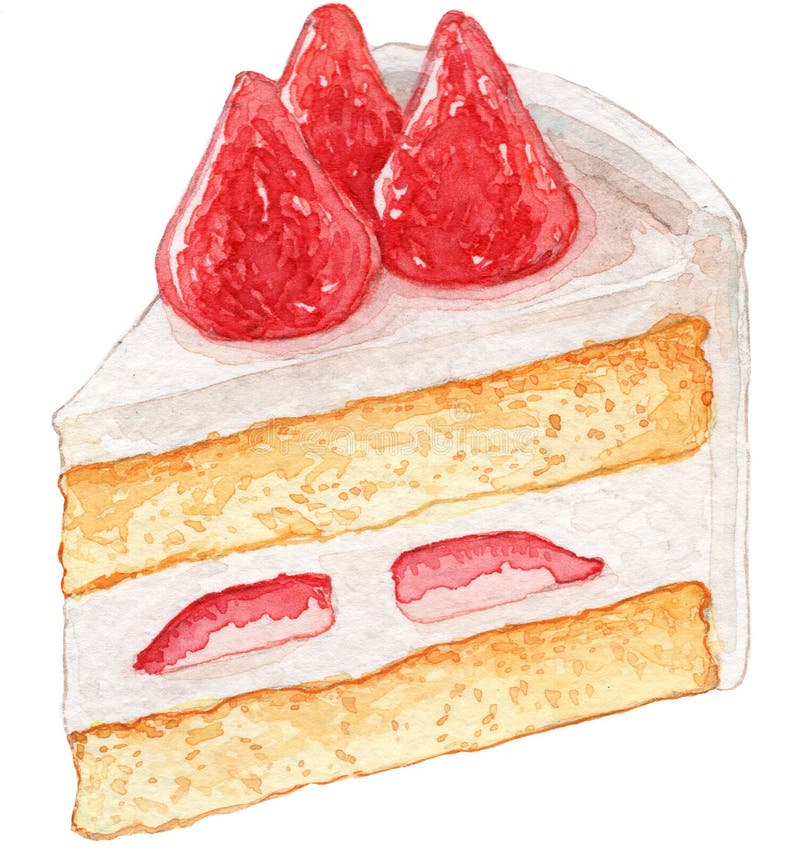 Strawberry Shortcake bread Watercolor Illustration royalty free stock image Strawberry Shortcake bread Watercolor Illustration royalty free stock image