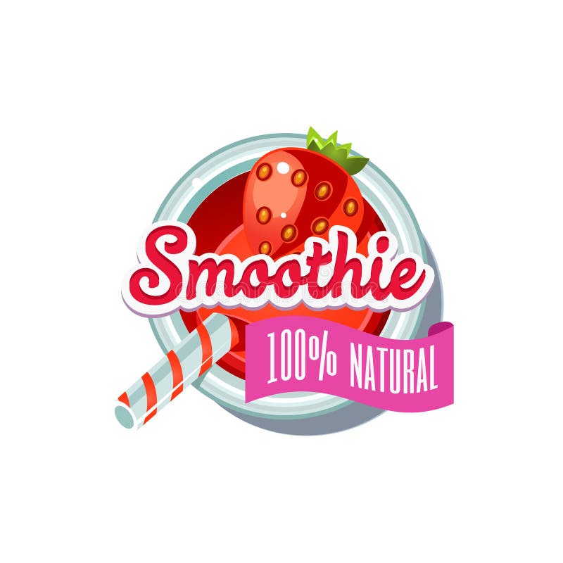 Strawberry Smoothie Breakfast Food Element Isolated Icon Stock Vector ...