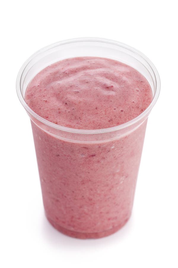 Strawberry smoothie on white background