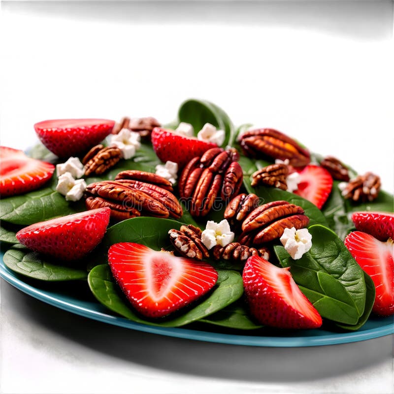 Strawberry Spinach Salad with Sliced Strawberries Baby Spinach Feta