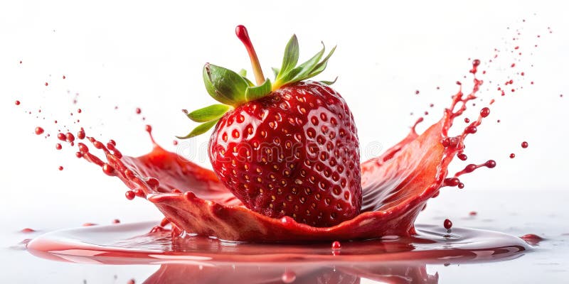 Strawberry Splash A Single Berry Creates a Red Symphony royalty free illustration