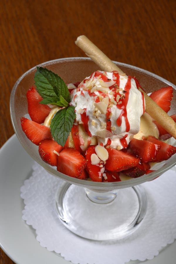 Strawberry sundae stock photos