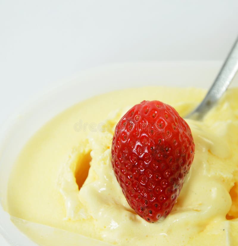 Strawberry on Vanilla Ice Cream Stock Photo Image of soft, frost