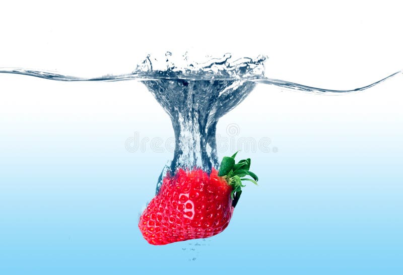Strawberry in water stock photography Strawberry in water stock photography