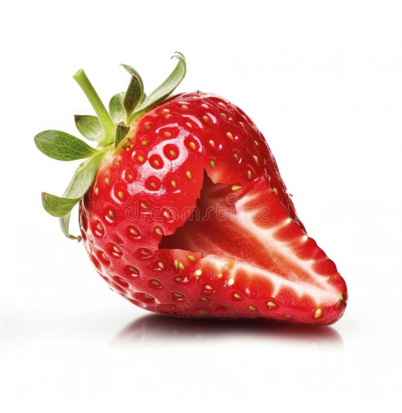 Strawberry cut in half stock illustration. Illustration of green 275718046