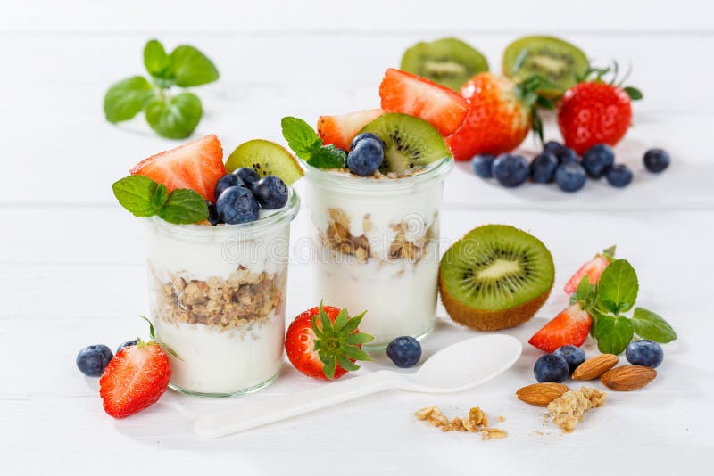 Strawberry Yogurt Fruit Breakfast Spoon Healthy Eating Yoghurt Food ...