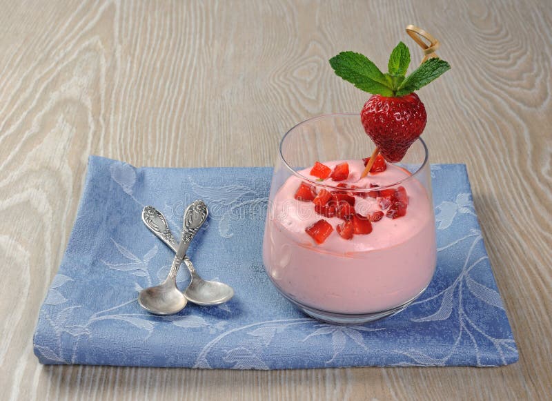 Strawberry Yogurt Dessert with Pistachios Stock Image Image of folded, mousse 31286799
