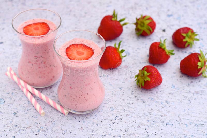 Strawberry yogurt smoothie stock photo. Image of detox 79663916
