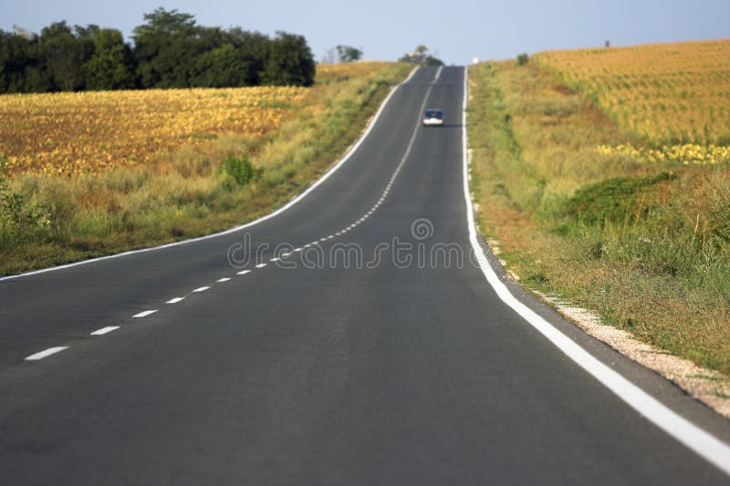 A empty road in the country. A empty road in the country