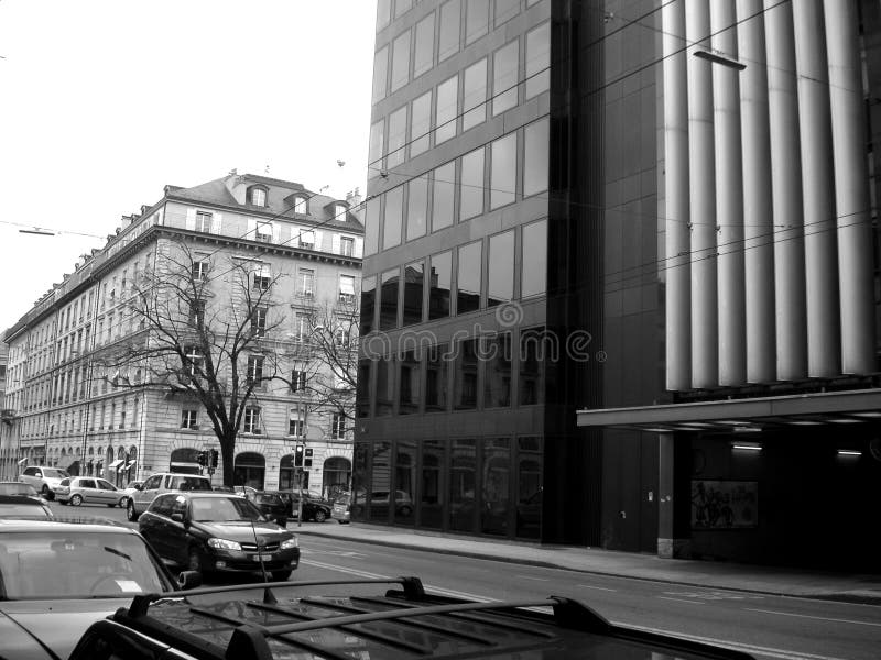 Straße in Genf lizenzfreies stockfoto Straße in Genf lizenzfreies stockfoto