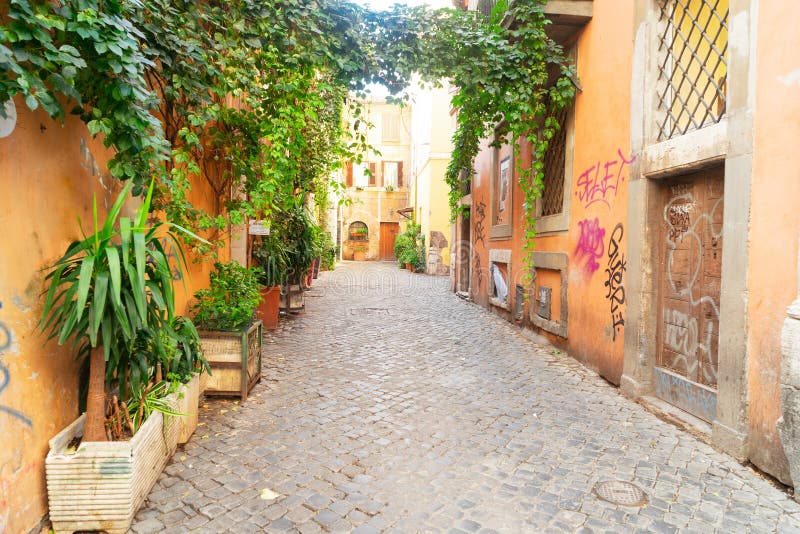 Straße in Trastevere, Rom, Italien stockbild Straße in Trastevere, Rom, Italien stockbild