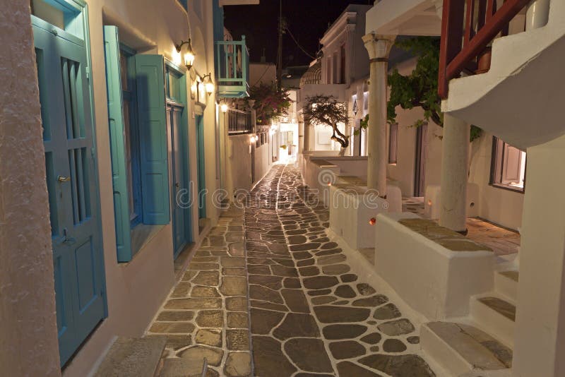 Straßen in Mykonos-Insel in Griechenland stockbild Straßen in Mykonos-Insel in Griechenland stockbild